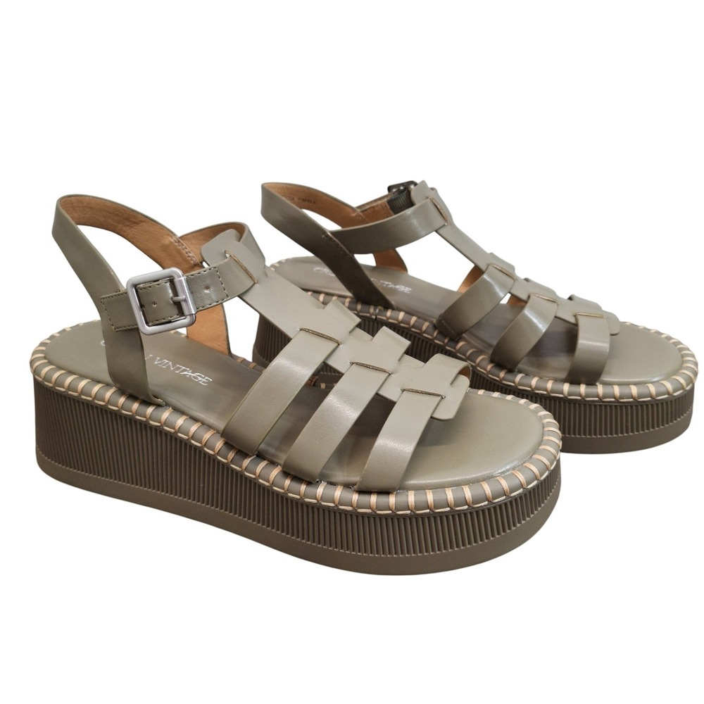 Crown Vintage Gracen Olive Green Platform Gladiator Sandals Womens 11M CV-GRACEN